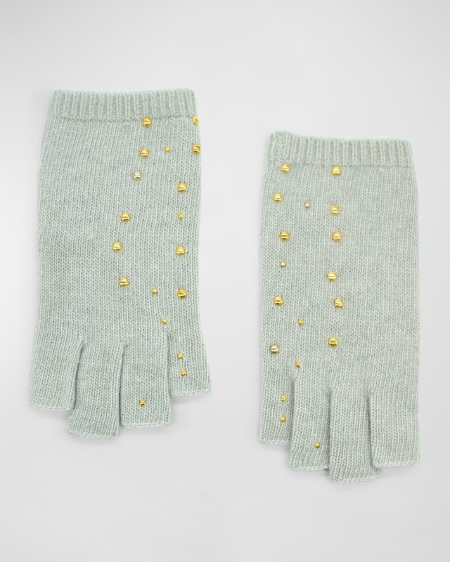 Cashmere Fingerless Gloves with Scattered Studs